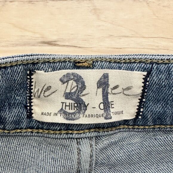 WE THE FREE Free People 31 Jeans Light Wash High Rise Button Fly Raw Hem New - Picture 8 of 14